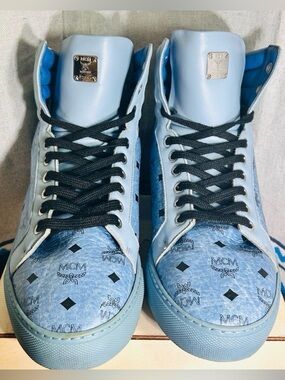 MCM visetos blue Leather high top Unisex Iconic sneakers | GC | No Box